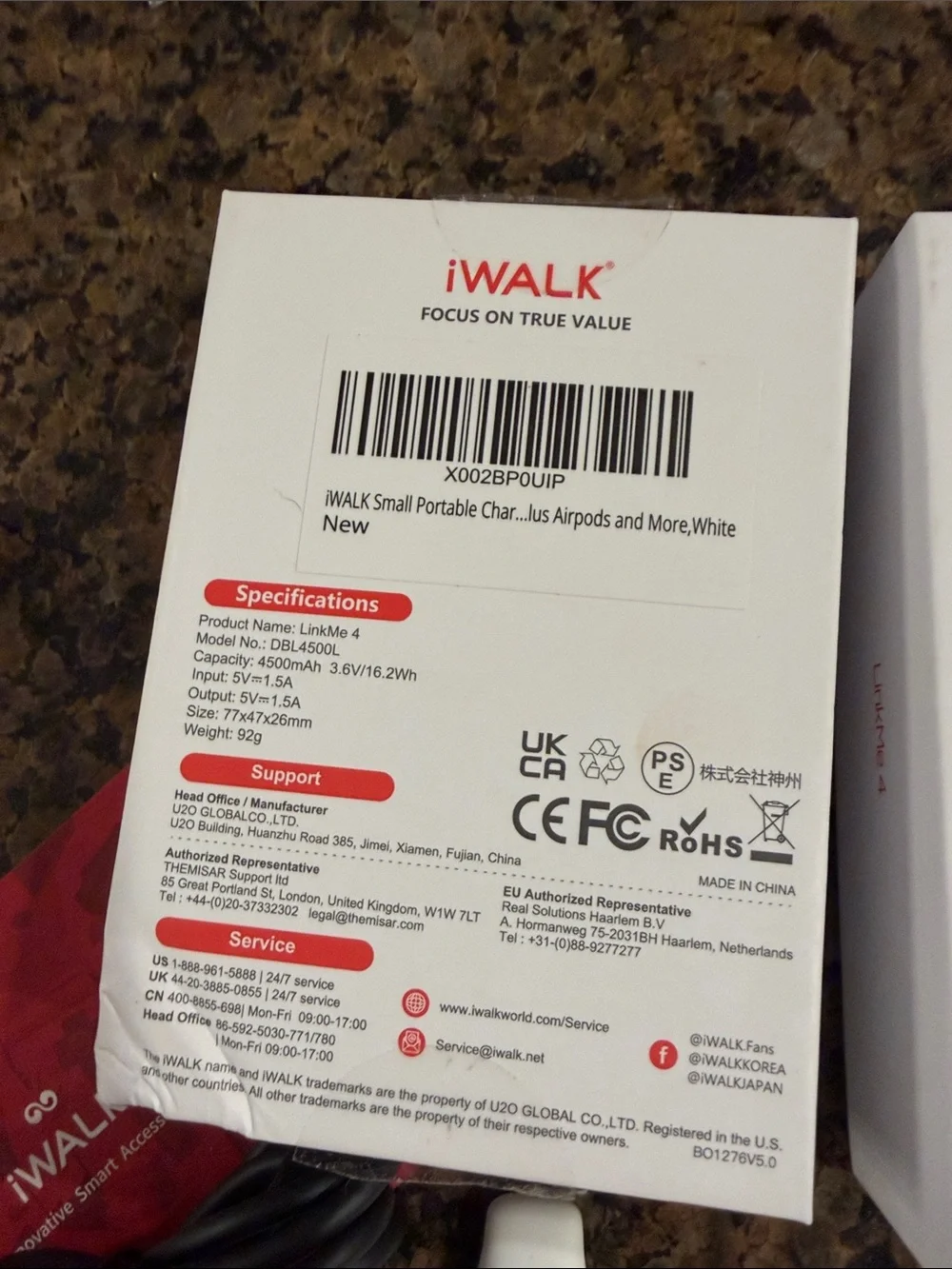 iWALK LinkPod 4 Docking Battery for iphone 4500mAh Color WHITE Portable